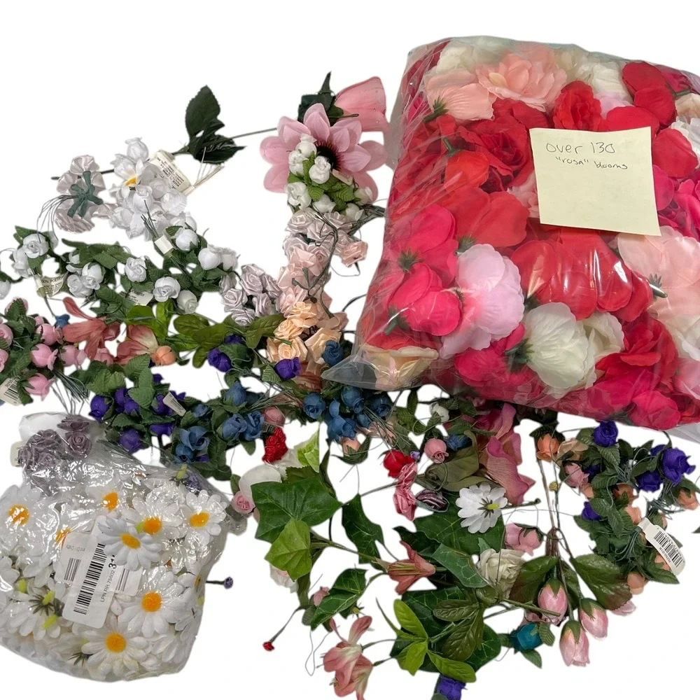 LAREGE Multicolor Artificial Flower Lot Blooms Faux‎ Roses Craft Decor Boho